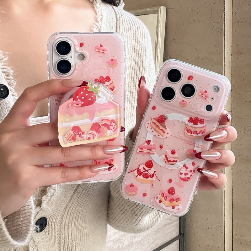 Strawberry Huller - Casing Ponsel Magnetik Motif Kue Stroberi