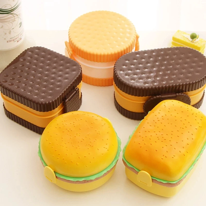 Meal Prep Tupperware - Kotak makan siang Hamburger tingkat ganda