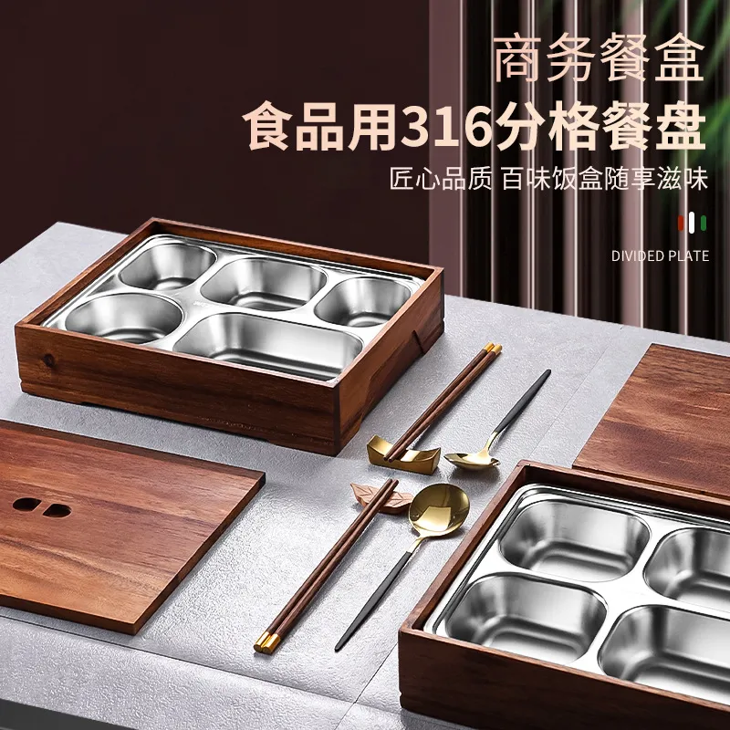 Meal Prep Korean Food - Kotak Bento Black Walnut dengan Piring