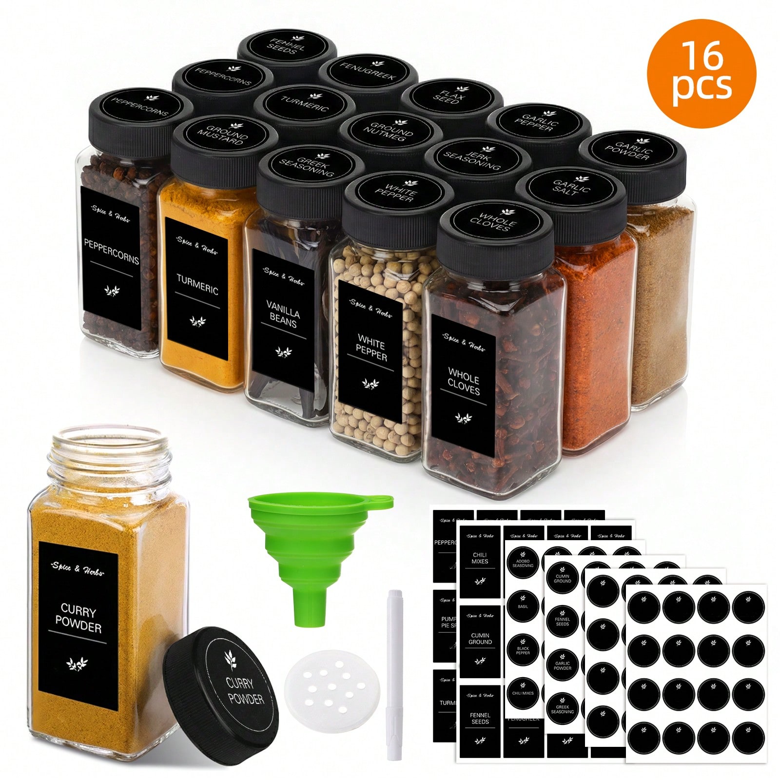 16/24-Pak Stoples Bumbu Kaca P - Spice Jar Labels ulasan dan harga