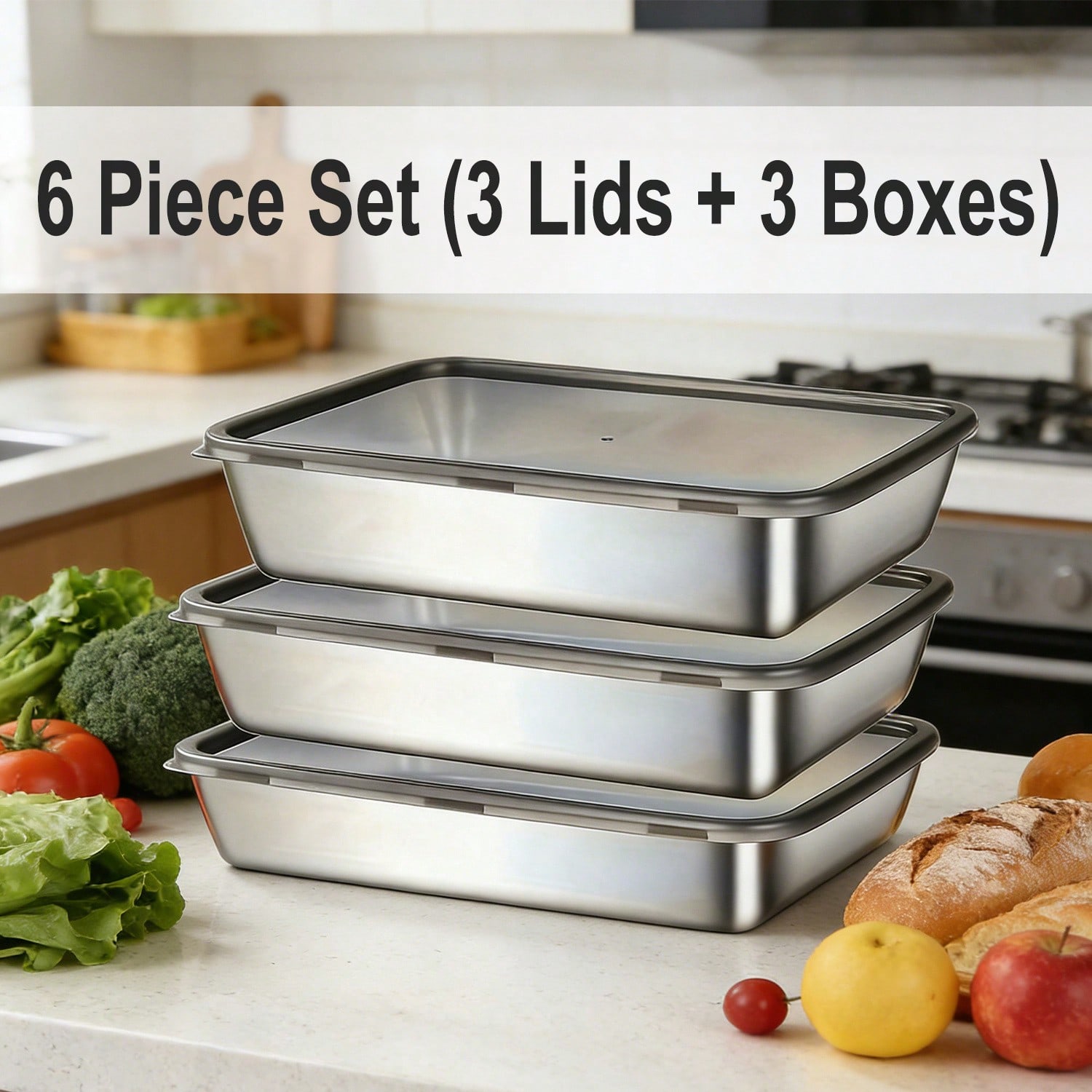 6pcs (3 Kotak + 3 Tutup) Set W - Meal Prep Container ulasan dan harga