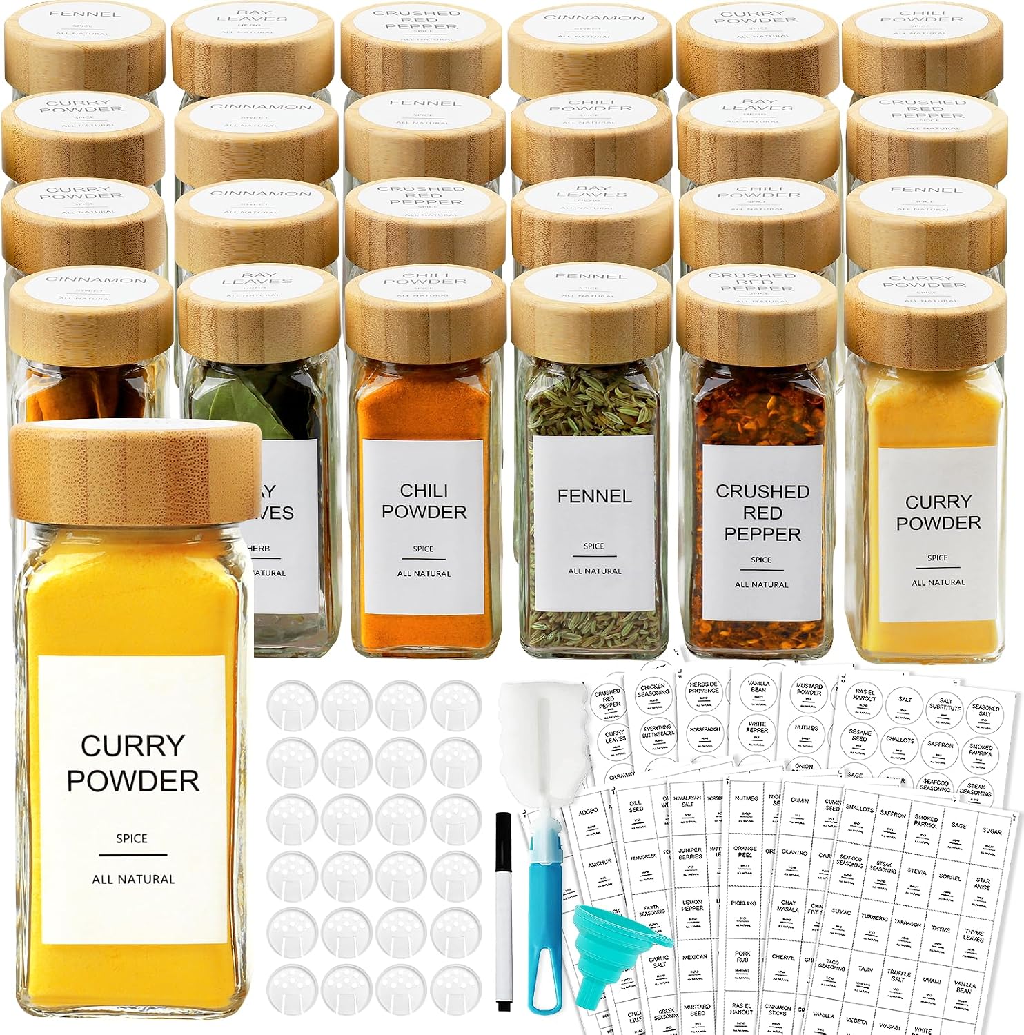 Toples Bumbu Kaca dengan Tutup - Spice Jar Labels ulasan dan harga