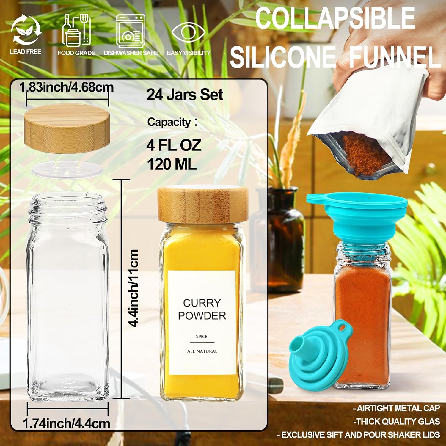 Toples Bumbu Kaca dengan Tutup - Spice Jar Labels ulasan dan harga