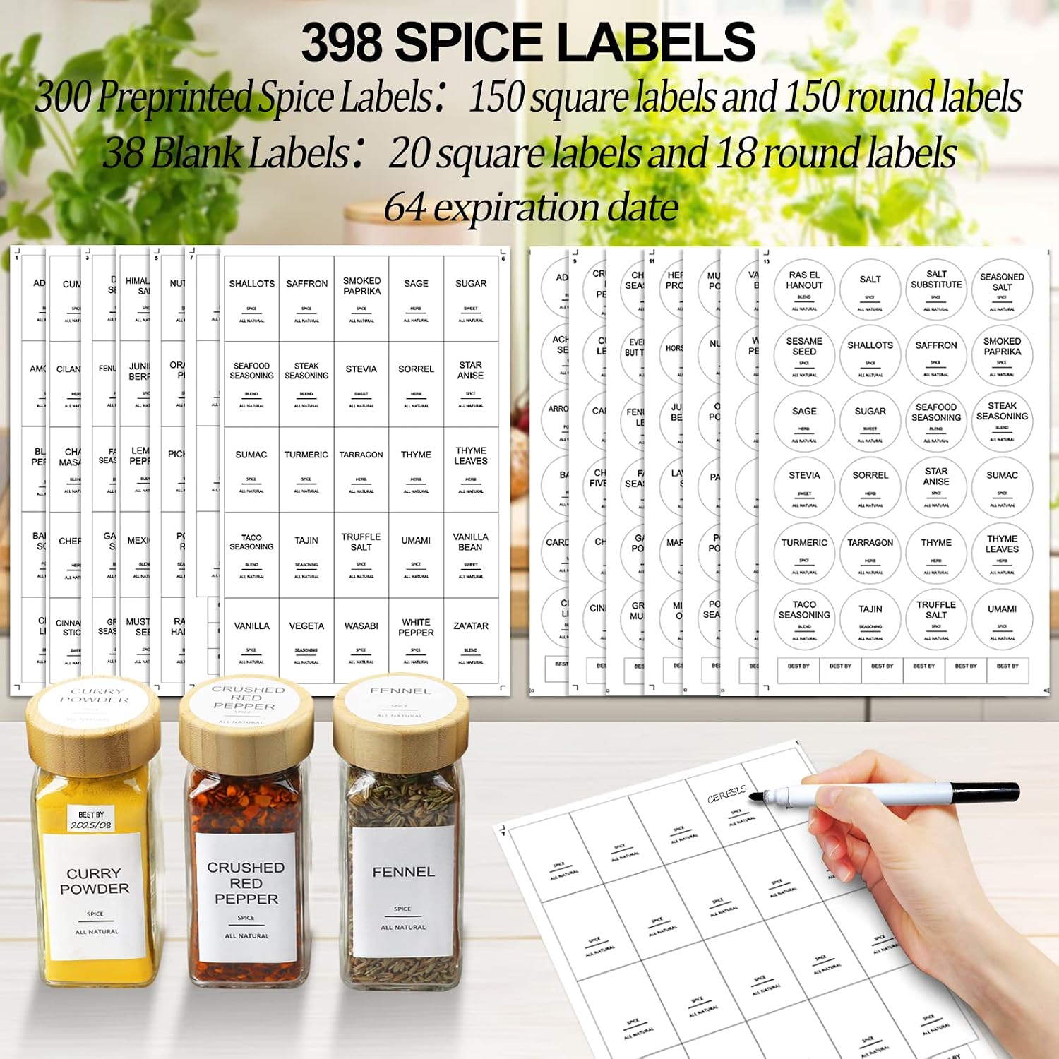 Toples Bumbu Kaca dengan Tutup - Spice Jar Labels ulasan dan harga