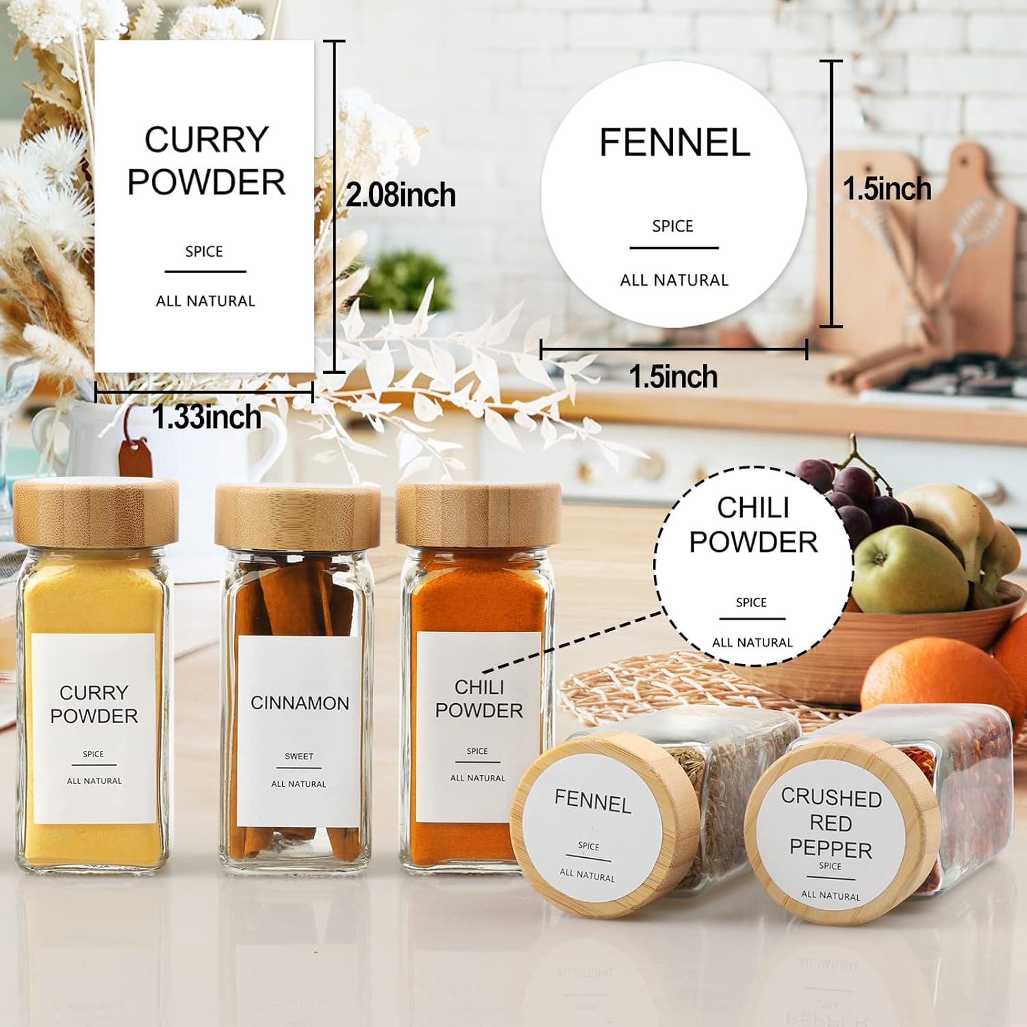 Toples Bumbu Kaca dengan Tutup - Spice Jar Labels ulasan dan harga