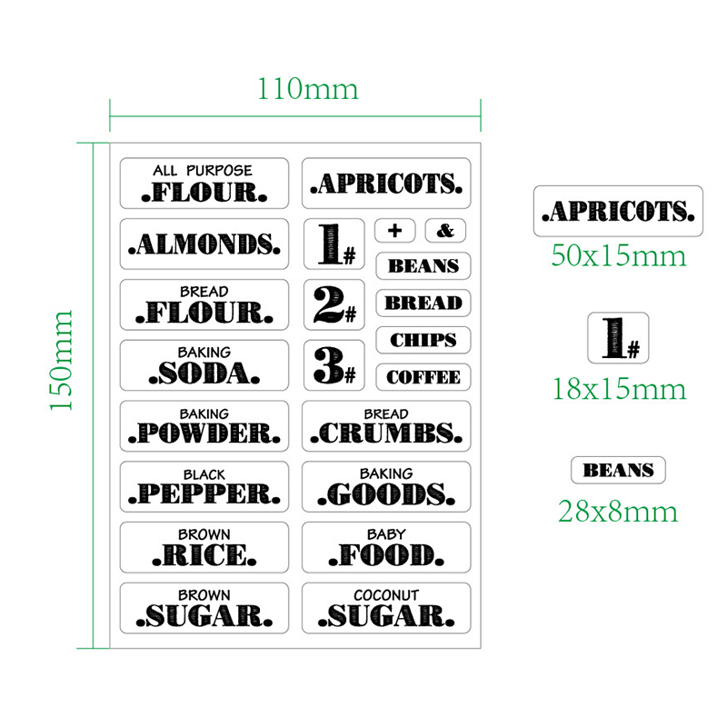 132 Buah Stiker Makanan Dapur  - Spice Jar Labels ulasan dan harga