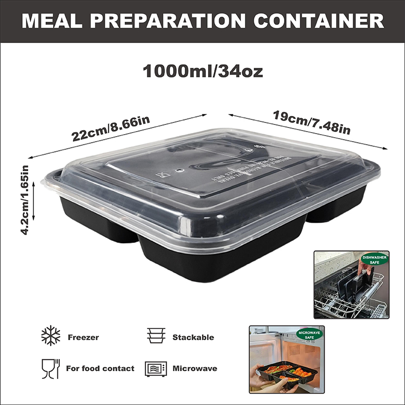 3 Kompartemen 34 Oz/1000 Ml, 1 - Meal Prep Gym ulasan dan harga